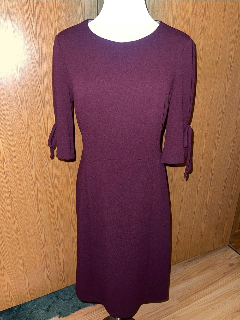 Connected Apparel Plum Tie-Sleeve Midi Dress